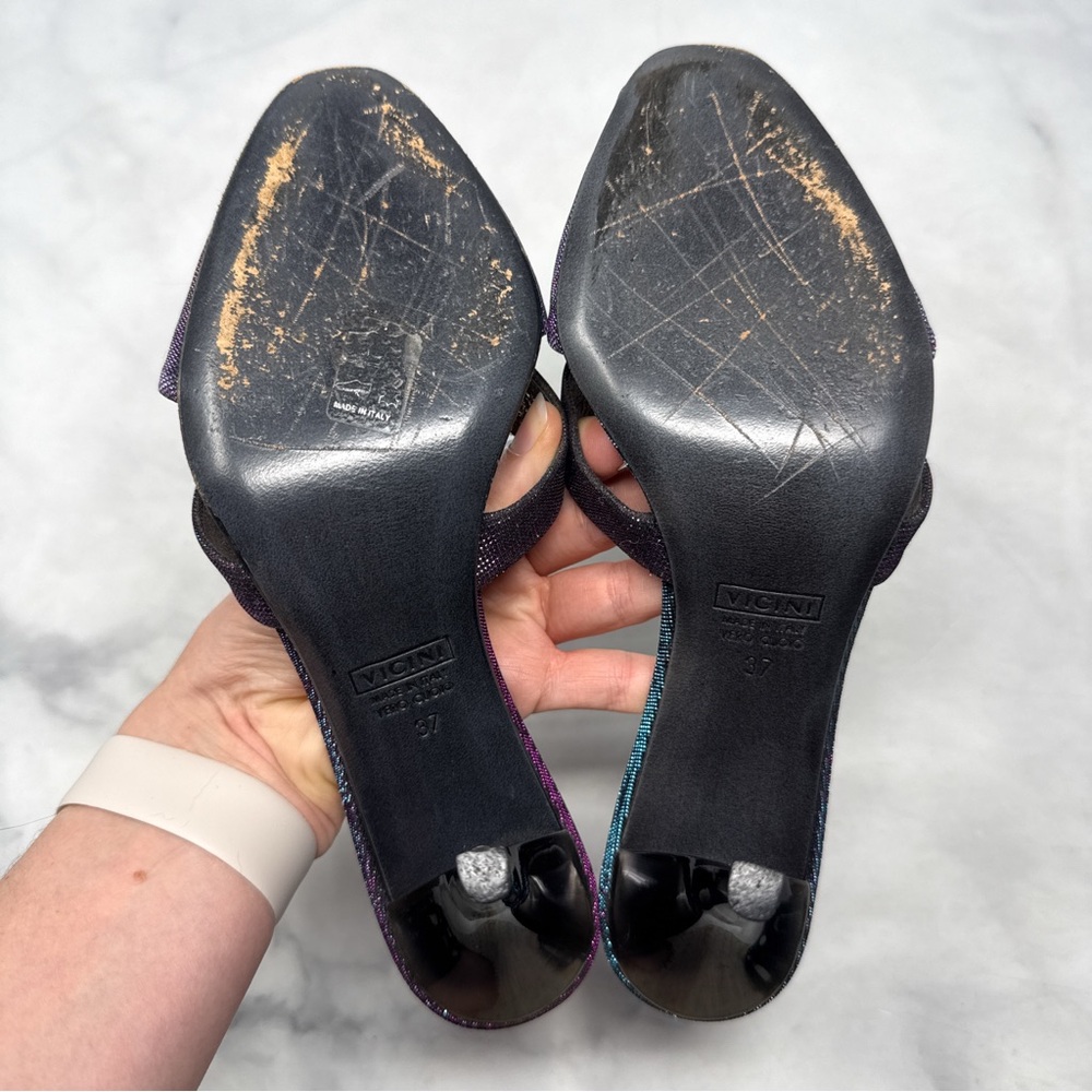 Giuseppe Zanotti Vicini Vintage Y2K Glitter Lurex Slide Mule Sandal Heels Retro - Picture 11 of 15
